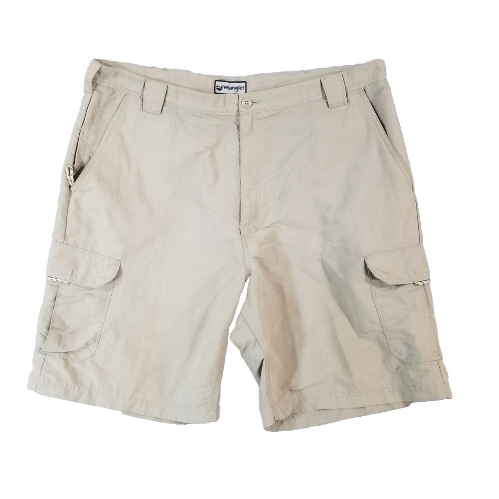 Wrangler Outdoor Cargo Shorts Mens 42x10 Beige‎ Nylon Hiking Utility